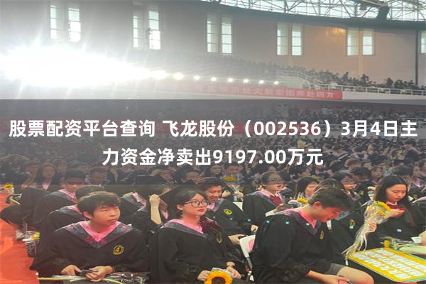 股票配资平台查询 飞龙股份（002536）3月4日主力资金净卖出9197.00万元