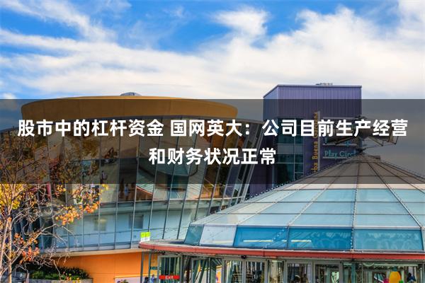 股市中的杠杆资金 国网英大：公司目前生产经营和财务状况正常