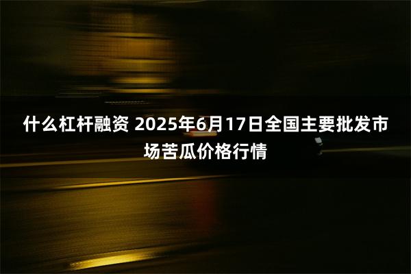 什么杠杆融资 2025年6月17日全国主要批发市场苦瓜价格行情